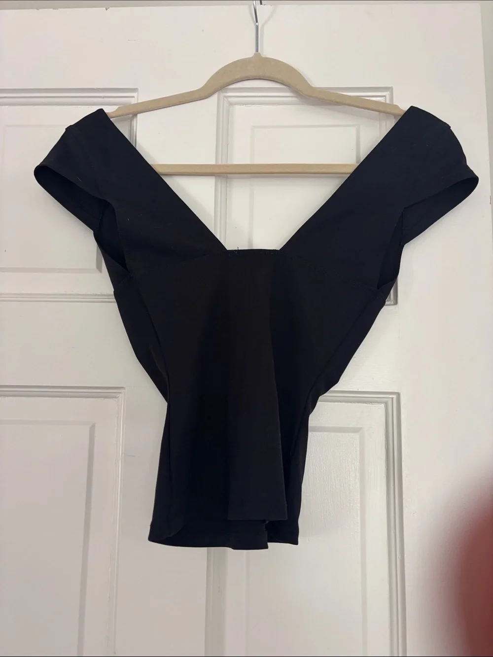 Free People Black Off-Shoulder V-Neck Top for Women